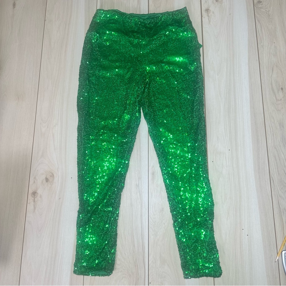 Tipsy Elves Green‎ Sequin Leggings NWT High Waisted Womens Large Sparkle Party